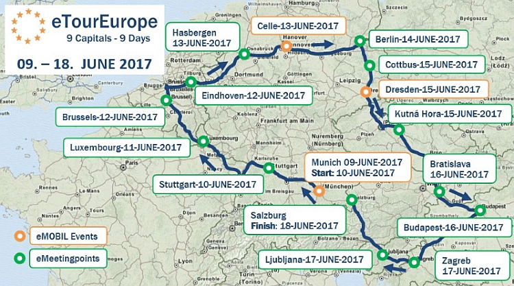A 2017-es eTourEurope versenyútvonal térképe